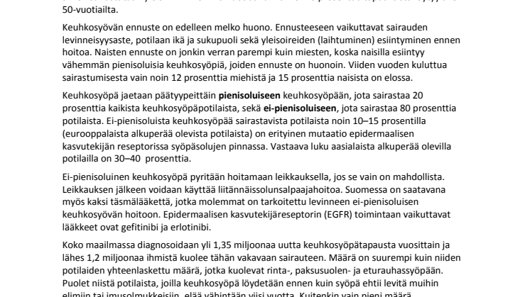 Tietoa keuhkosyövästä