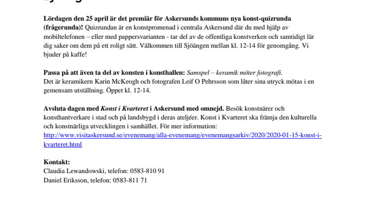 Konst-lördag i Askersund 25 april