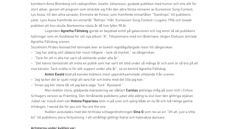 Divornas kväll! Agnetha Fältskog, Carola, Helena Paparizou och Gina G