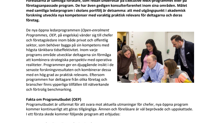GU School of Executive Education: lanserar öppna ledarprogram tillsammans med Handelshögskolan vid Göteborgs universitet