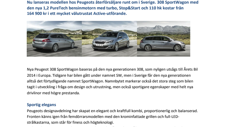 Sverigepremiär för nya Peugeot 308 SportWagon