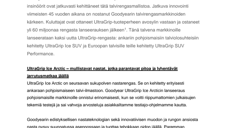 Goodyear esittelee talvirenkaita - Lehdistötiedote