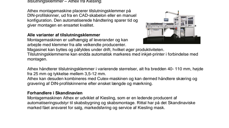 Kiesling automatiserer montagen af tilslutningsklemmer