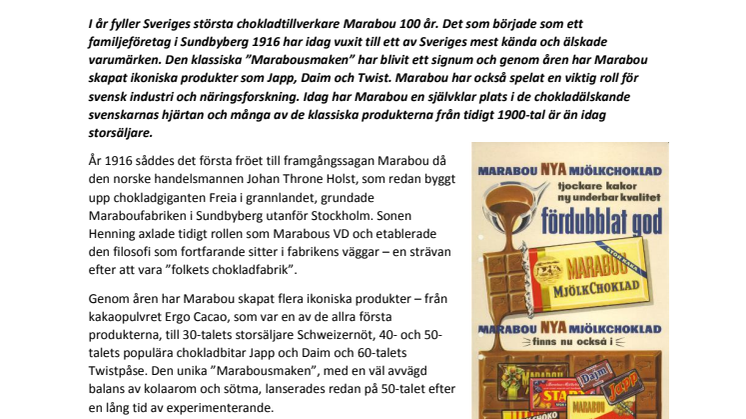 Marabou firar 100 år  