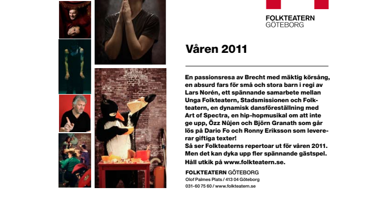 Repertoaren våren 2011 på Folkteatern Göteborg