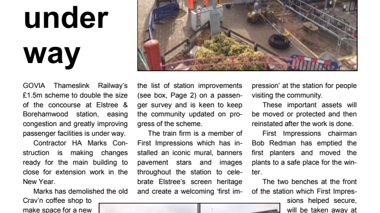Station extension starts  at Elstree & Borehamwood