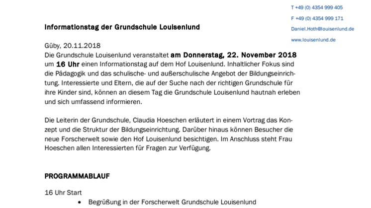 Informationstag der Grundschule Louisenlund 