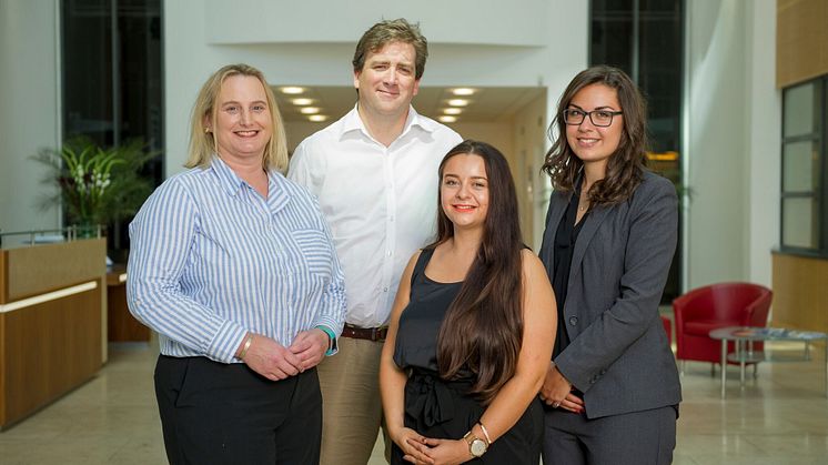 L-R Sue Shaw-Toomey from Toomey Legal, Matthew Rippon from Particular Legal, Amy Gatenby, Jennifer Wilkes