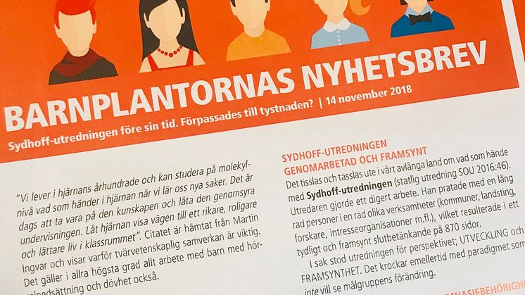 Barnplantornas Nyhetsbrev om en statlig utredning SOU 2016:46 - förpassades till tystnaden