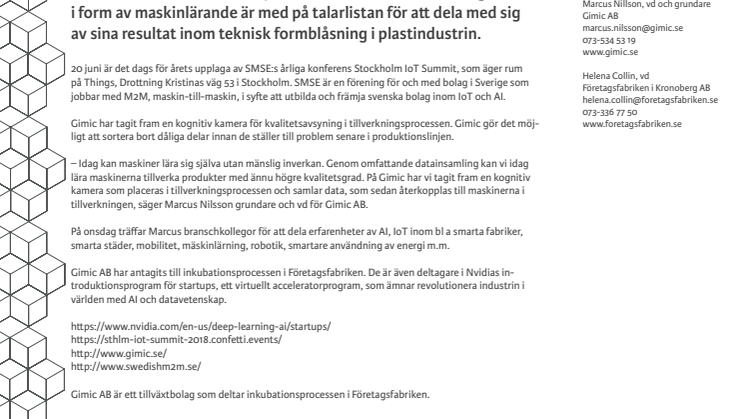 Växjöbolaget Gimic deltar i nationell IoT konferens