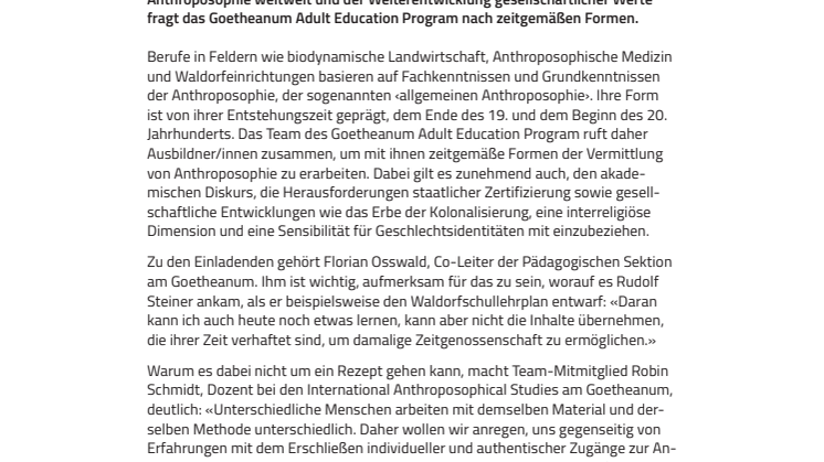 Sich von den Perspektiven anderer herausfordern lassen. ​Neue Plattform für Vermittler/innen von Anthroposophie im Beruf