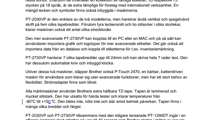 Nya märkmaskiner från Brother för bättre ordning på kontoret