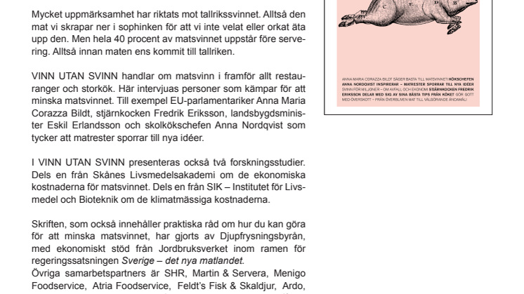 Vinn utan svinn - en bok och ett seminarium om hur man kan minska matsvinnet i restaurang och storköksbranschen
