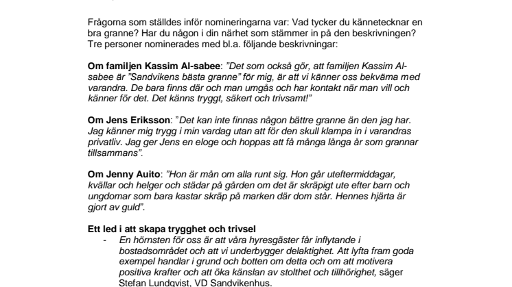 Låt oss presentera Sandvikens bästa grannar!