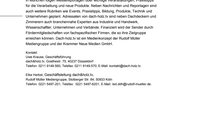 dach-holz.tv – Nachrichtensender für Zimmerer und Dachdecker