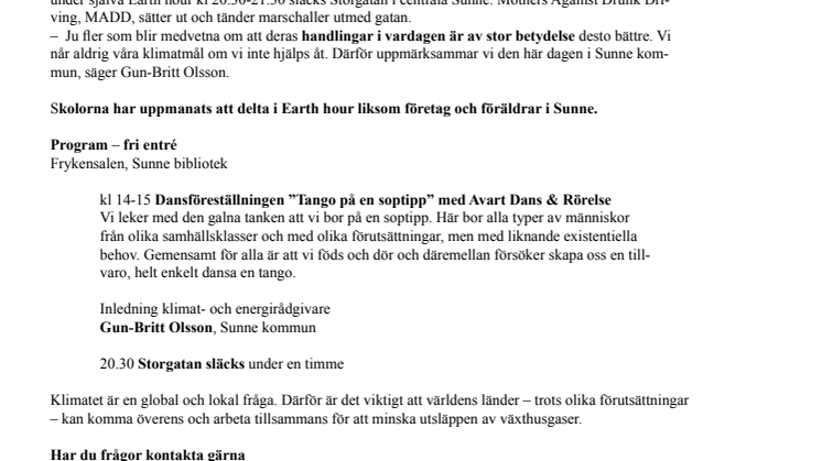 Earth hour –  en liten handling får stor betydelse