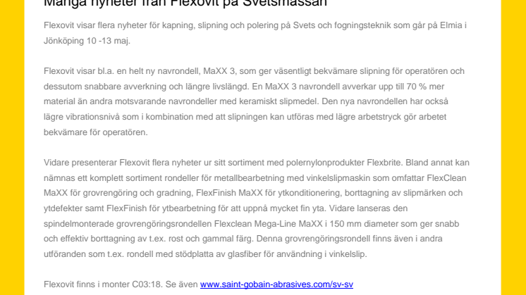 Många nyheter från Flexovit på Svetsmässan