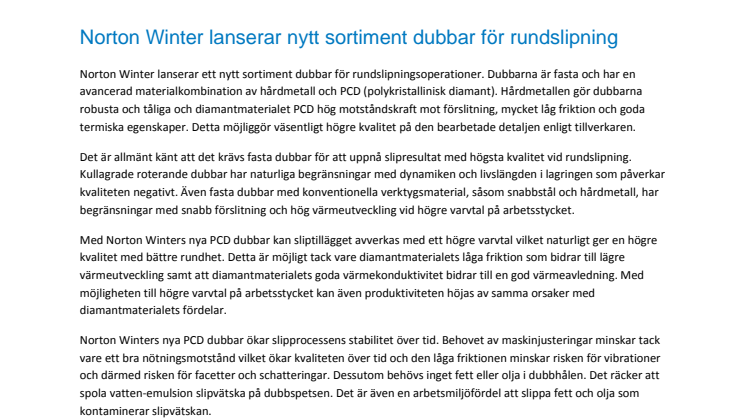 Norton Winter lanserar nytt sortiment dubbar för rundslipning