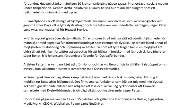 Huawei genomför samarbete med Dyslexiförbundet