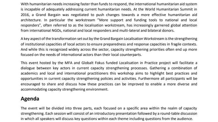 Registration today: Localisation in Practice – 2nd Workshop – Assessing and strengthening capacities of local actors 