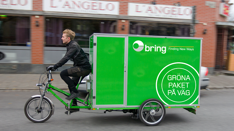 Cargo cykel för hemleveranser med nollutsläpp. Fotograf: Patrik J. Rydh
