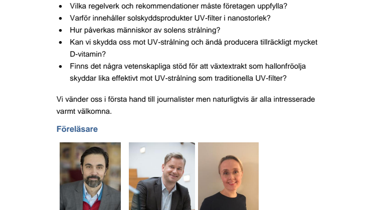 Frukostseminarium om Solvård torsdag 9 februari i Stockholm