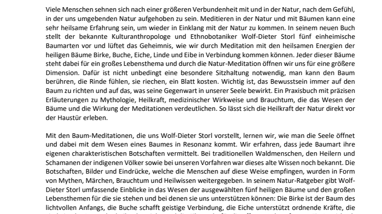 Presseinformation Storl "Unsere fünf heiligen Bäume"