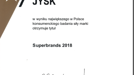 JYSK Z TYTUŁEM SUPERBRANDS 2017