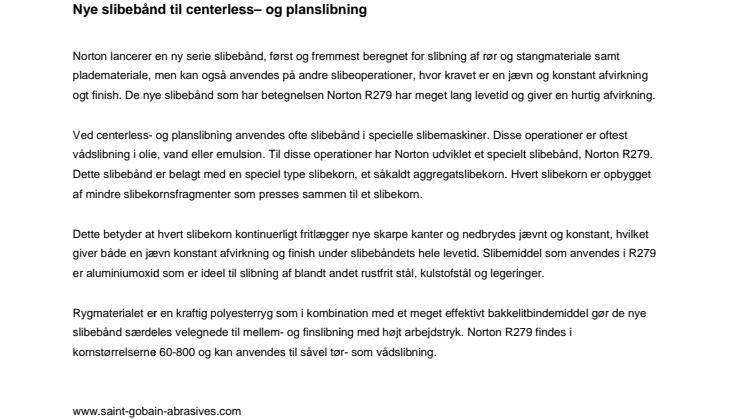 Nye slibebånd til centerless– og planslibning