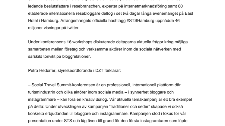 ​Starkt gensvar för 2:a Social Travel Summit i Hamburg