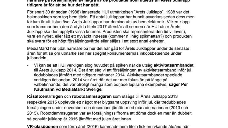 Årets Julklapp – hur gick det sen? - MediaMarkt gör en tillbakablick på försäljningen 