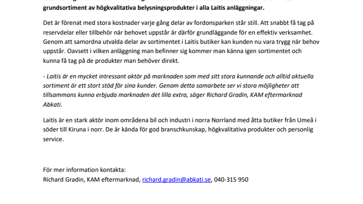 Abkati och Laitis utvidgar sitt samarbete 