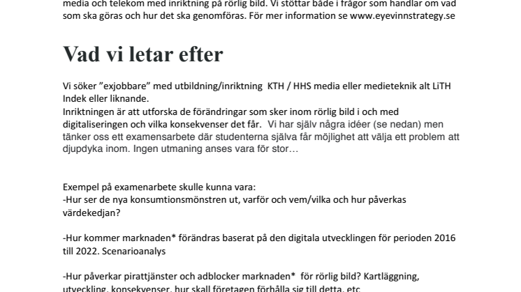 Spännande exjobb inom media och telekom hos Eyevinn Strategy