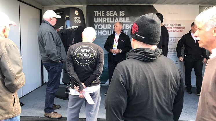 Cox Powertrain's CXO300 model at Hutchwilco New Zealand Boat Show, Auckland draws the crowds