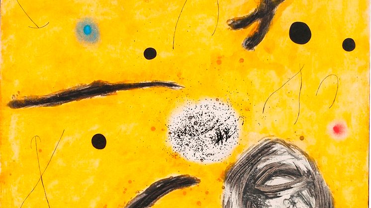 Joan Miró, The first spark of the day ll, 1966. Akryl och olja på duk, 146 x 114 cm. Fundacíó Joan Miró, Barcelona.