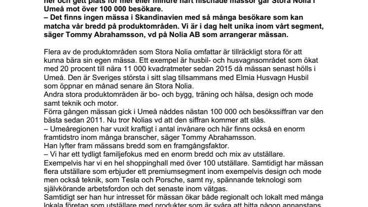 Nu öppnar Stora Nolia – en av Skandinaviens största besöksmässor med en unik bredd
