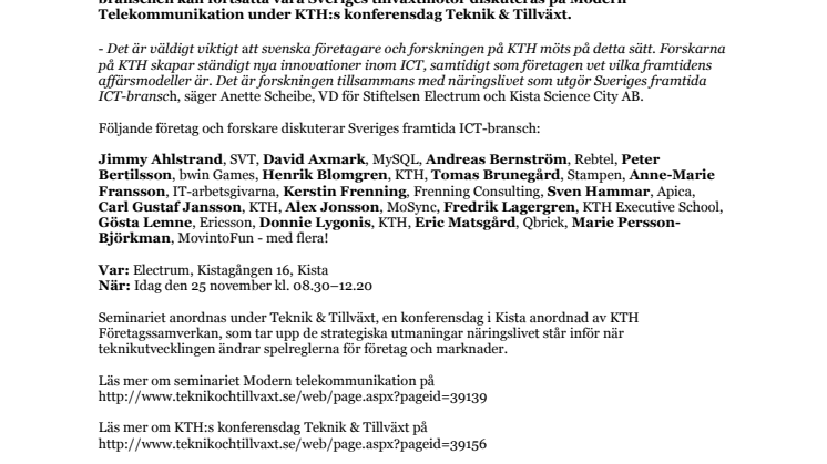 Seminarium idag i Kista med SVT, Rebtel och MySQL: Så fortsätter Sverige vara bäst i världen på ICT-innovation