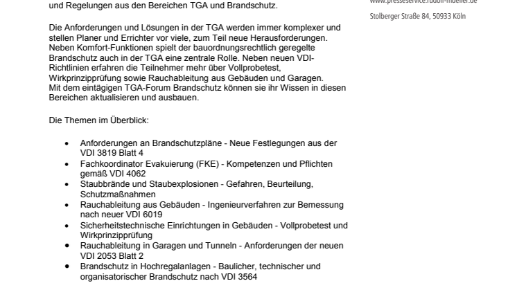 TGA-Forum Brandschutz 2019: Feuer & Rauch – Ein Fall für Ingenieure