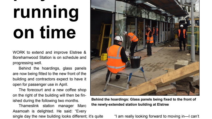 Estree station redevelopment running to time - newsletter number 3