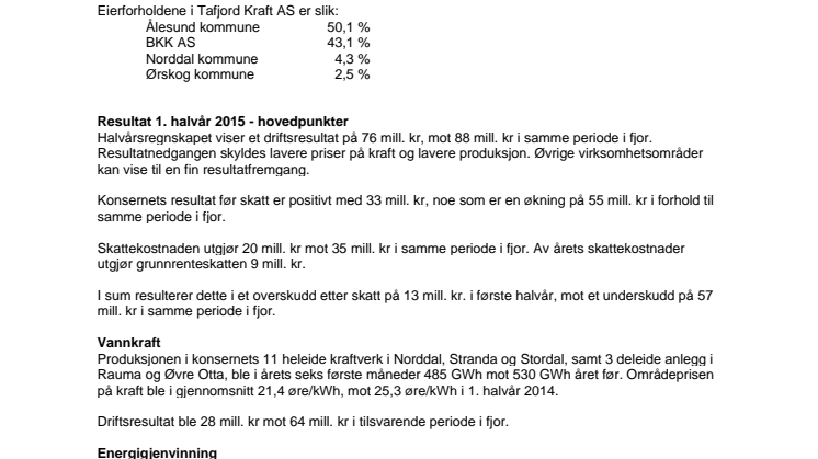 Halvårsrapport 2015