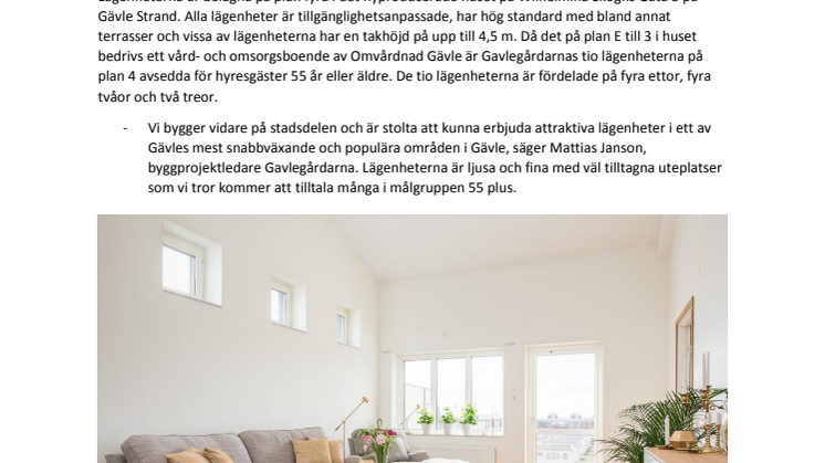 Gavlegårdarna släpper tio nya lägenheter på Gävle Strand