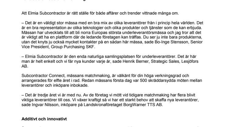 Positiva toner hos jubilerande underleverantörer