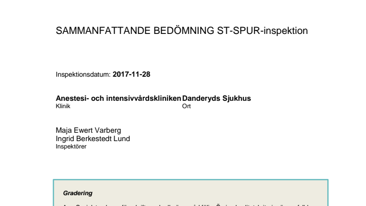 Resultat Danderyds sjukhus vid SPUR-granskning 20171128