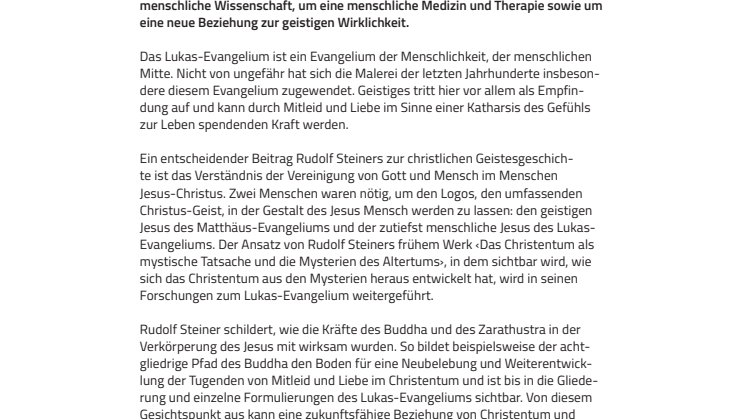 Menschwerden durch Mitleid und Liebe. ​Studientagung zum Lukas-Evangelium am Goetheanum