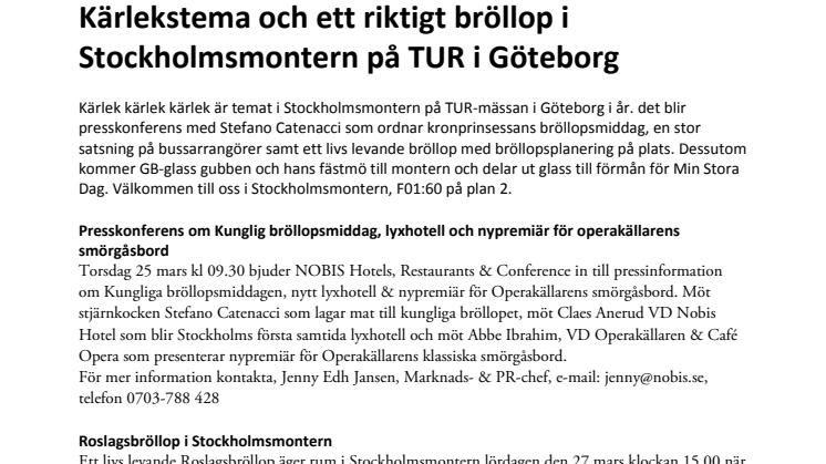 Kärlekstema och ett riktigt bröllop i Stockholmsmontern på TUR i Göteborg