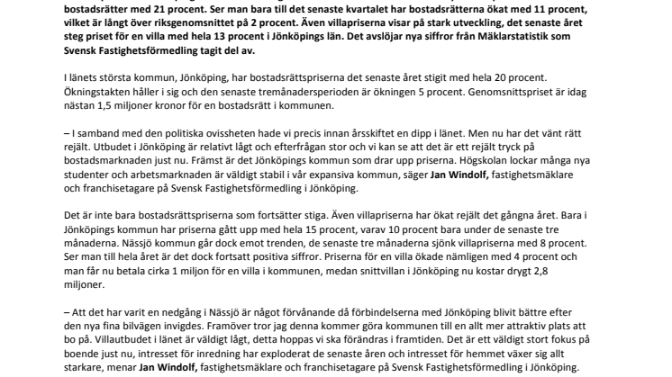 Extrem prisökning på bostadsrätter i Jönköping