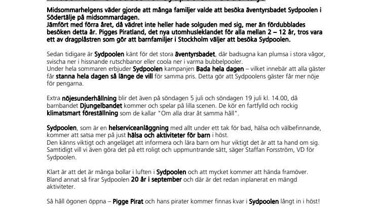 Midsommar en succé för Sydpoolen i Södertälje