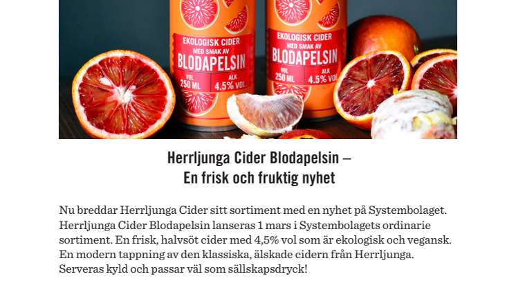 Herrljunga Cider Blodapelsin –  En frisk och fruktig nyhet på Systembolaget!