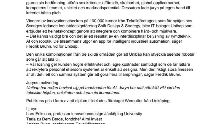 Unibap vann Subcontractor Jumpstart