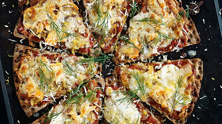Knäckepizza - Laxpizzan